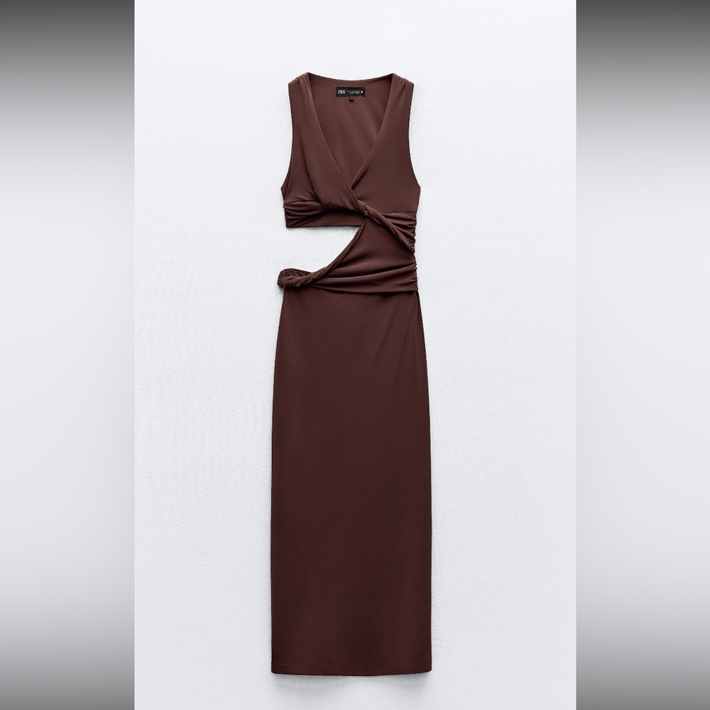 Zara Asymmetrical Brown Dress. Never worn